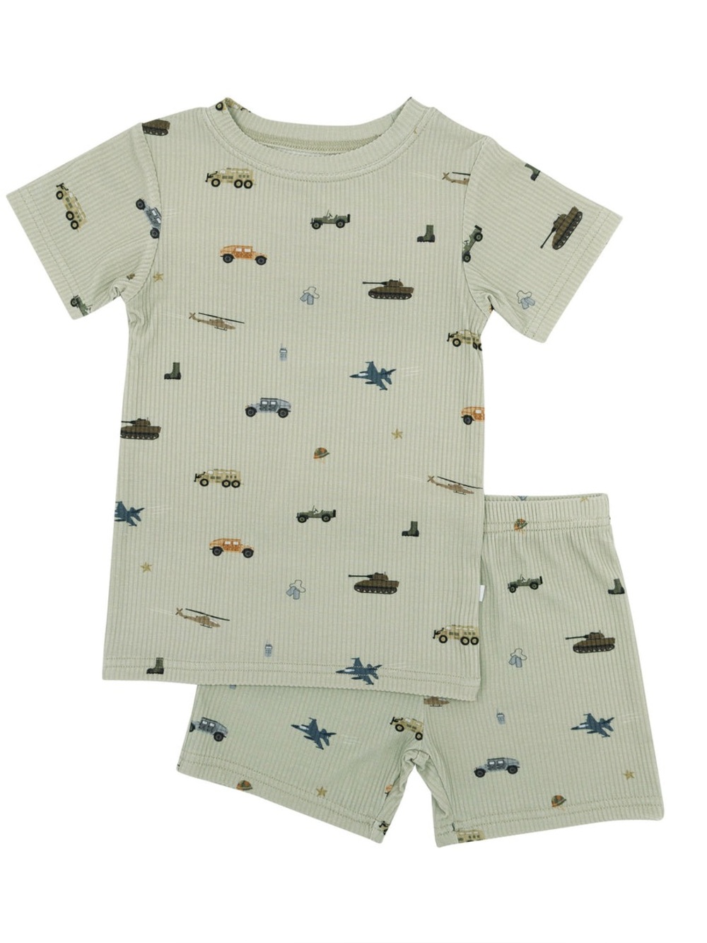 🆕 Brave Little Ones Small Ribbed Shorts Two-Piece Set | Military